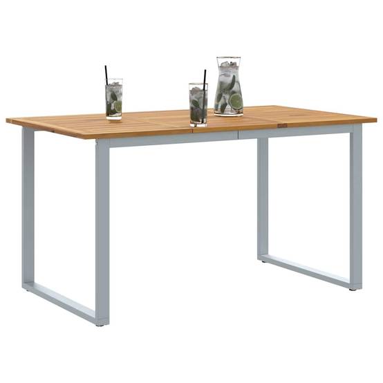 Table de Repas Jardin 140cm pour 4-6 Personnes, Plateau Bois d'Acacia et Pieds Acier Gris – ComfortXL Outdoor Living - Image 3