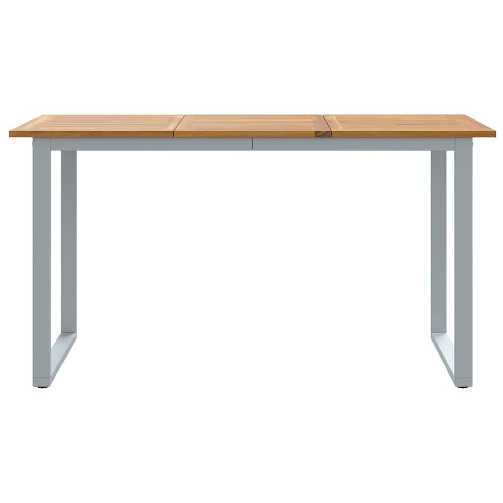 Table de Repas Jardin 140cm pour 4-6 Personnes, Plateau Bois d'Acacia et Pieds Acier Gris – ComfortXL Outdoor Living - Image 5
