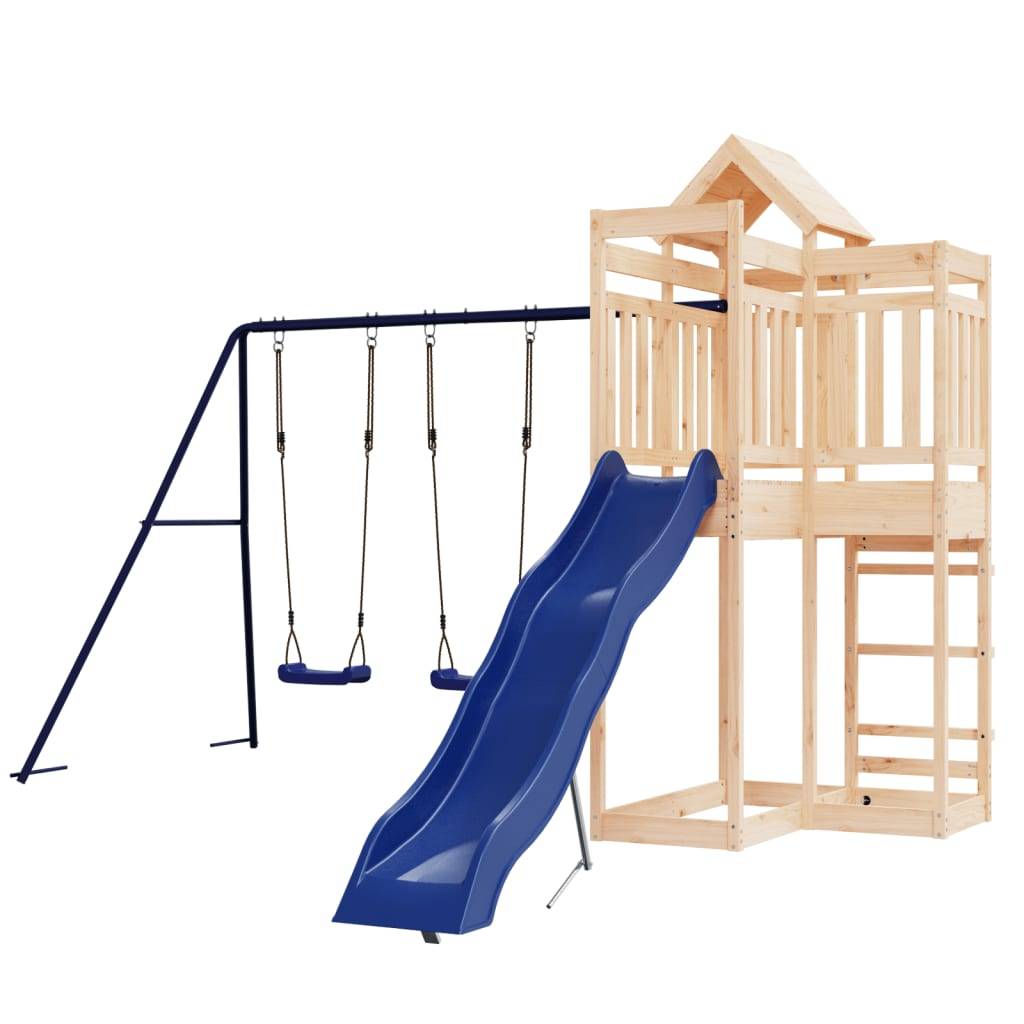 Helloshop26 - Aire de jeux d'extérieur balançoires toboggan portiques robuste jeux jardin 362 x 373 x 238 cm bois de pin massif - Imagen 1