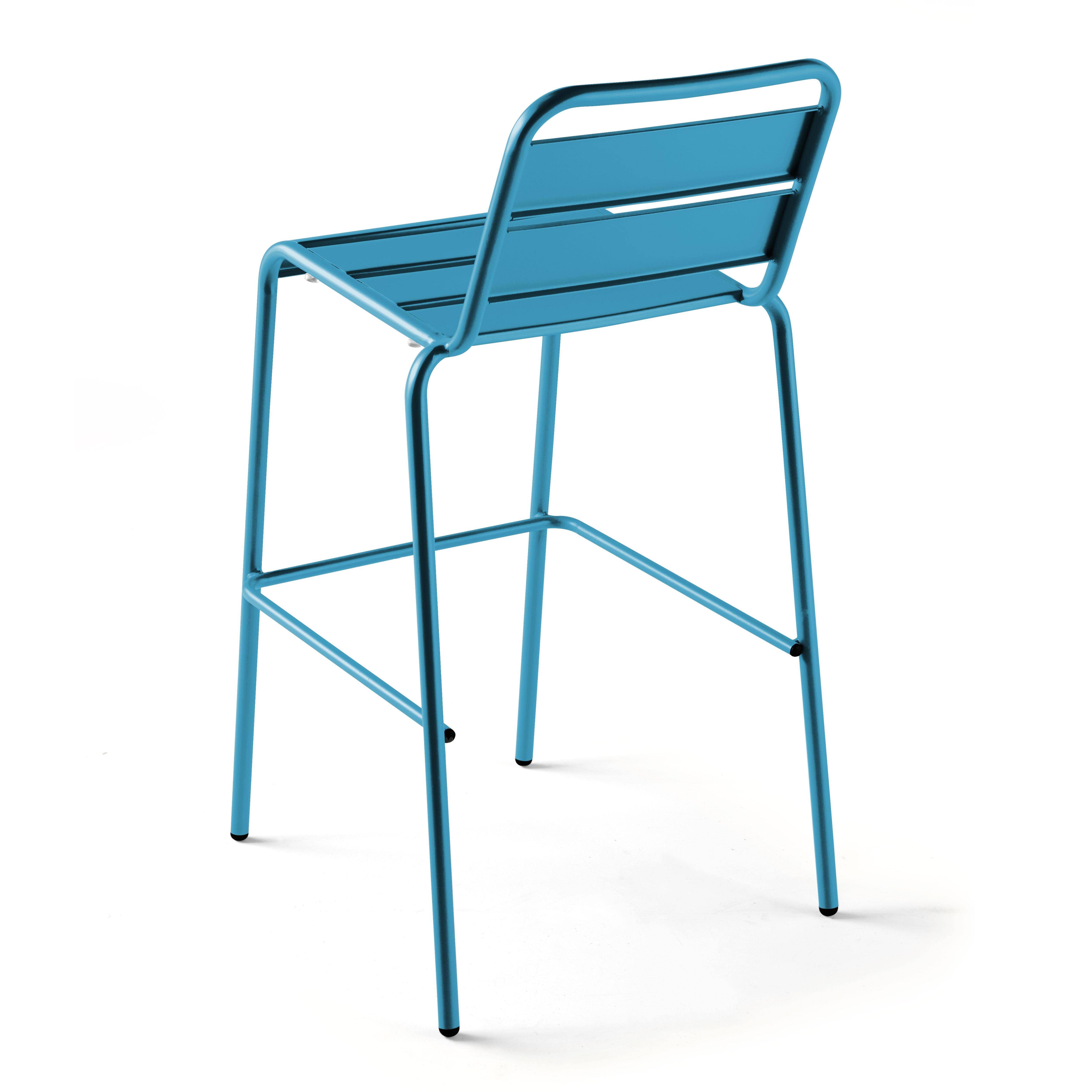 Oviala - Ensemble table haute de jardin et 6 chaises en métal bleu pacific Palavas - Oviala - Imagen 6