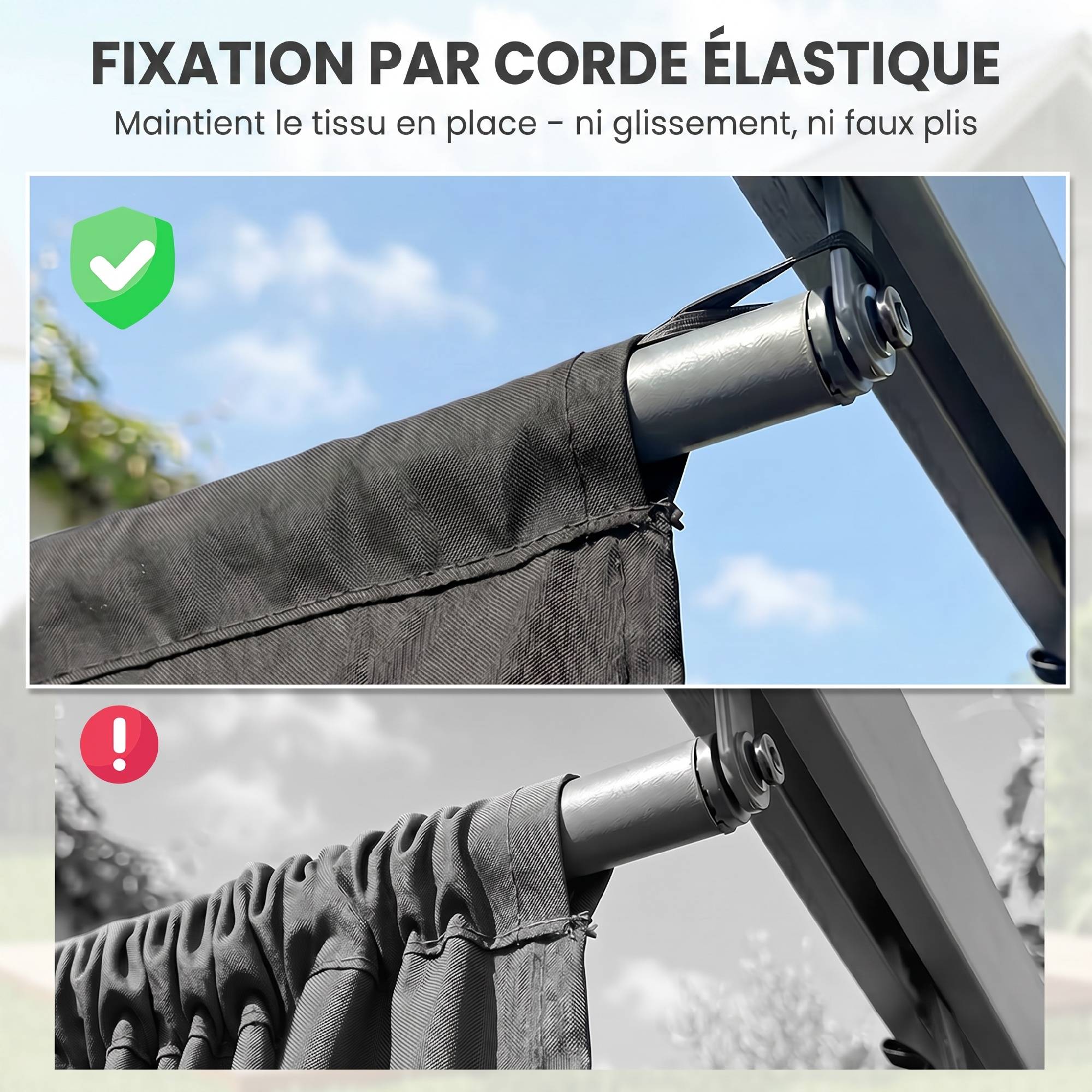 Toile de toit pour pergola tonnelle rétractable de 4 x 3 m - toile uniquement 350 x 260 cm gris foncé - Image 9