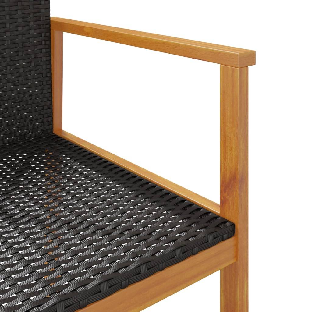 Lot de 2 Chaises de jardin - Chaises d'extérieur - Fauteuils de jardin noir résine tressée et bois massif - Image 9