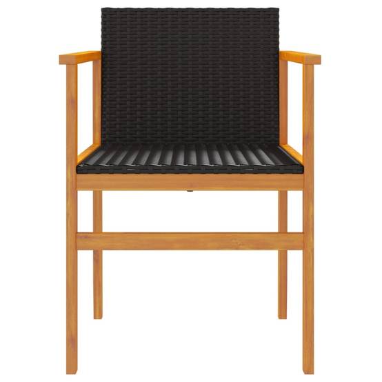 Lot de 2 Chaises de jardin - Chaises d'extérieur - Fauteuils de jardin noir résine tressée et bois massif - Image 5