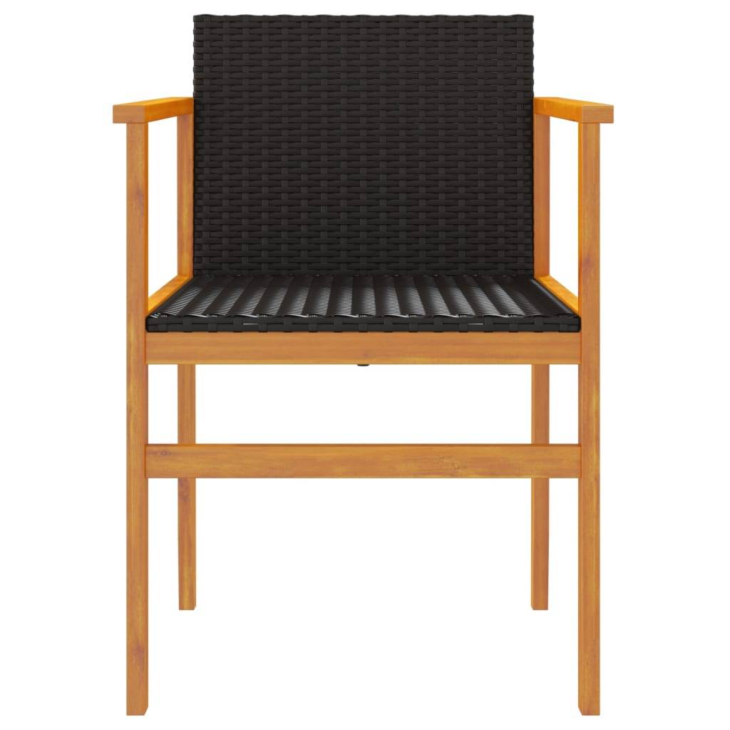 Lot de 2 Chaises de jardin - Chaises d'extérieur - Fauteuils de jardin noir résine tressée et bois massif - Image 5