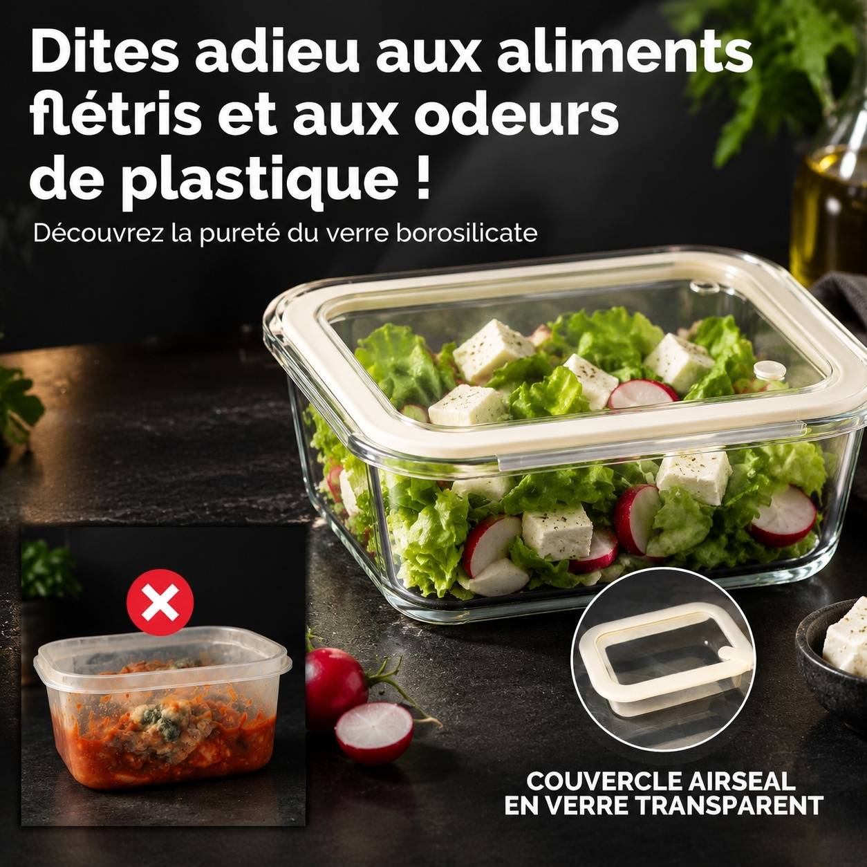 Boîte en Verre Borosilicate 4x1020ml Hermétique avec Couvercle - Image 5