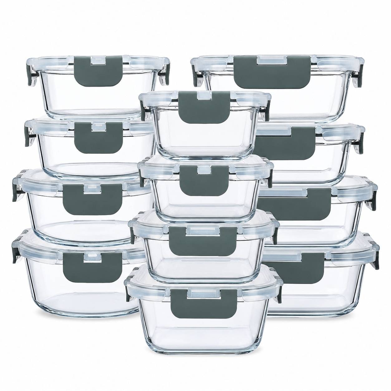Set de 24 Contenants de Conservation en Verre Borosilicate avec Couvercles Hermetiques