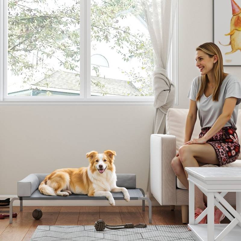 PANGIVO - Lit chien extérieur surélevé 110 x 75 x 30 cm polyester - PANGIVO - Image 6