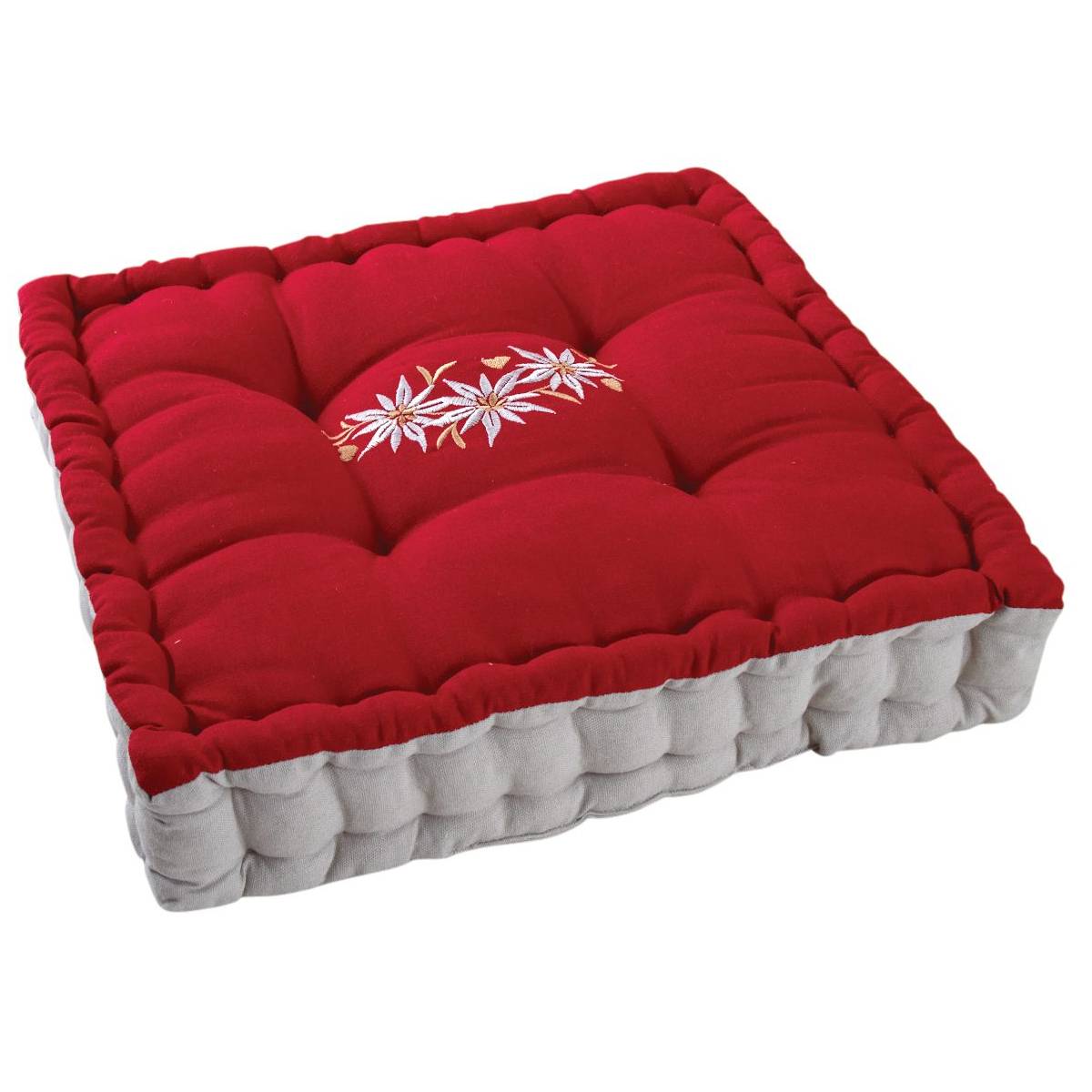 Aubry Gaspard - Coussin carré en coton et lin Edelweiss Aubry Gaspard - Imagen 1