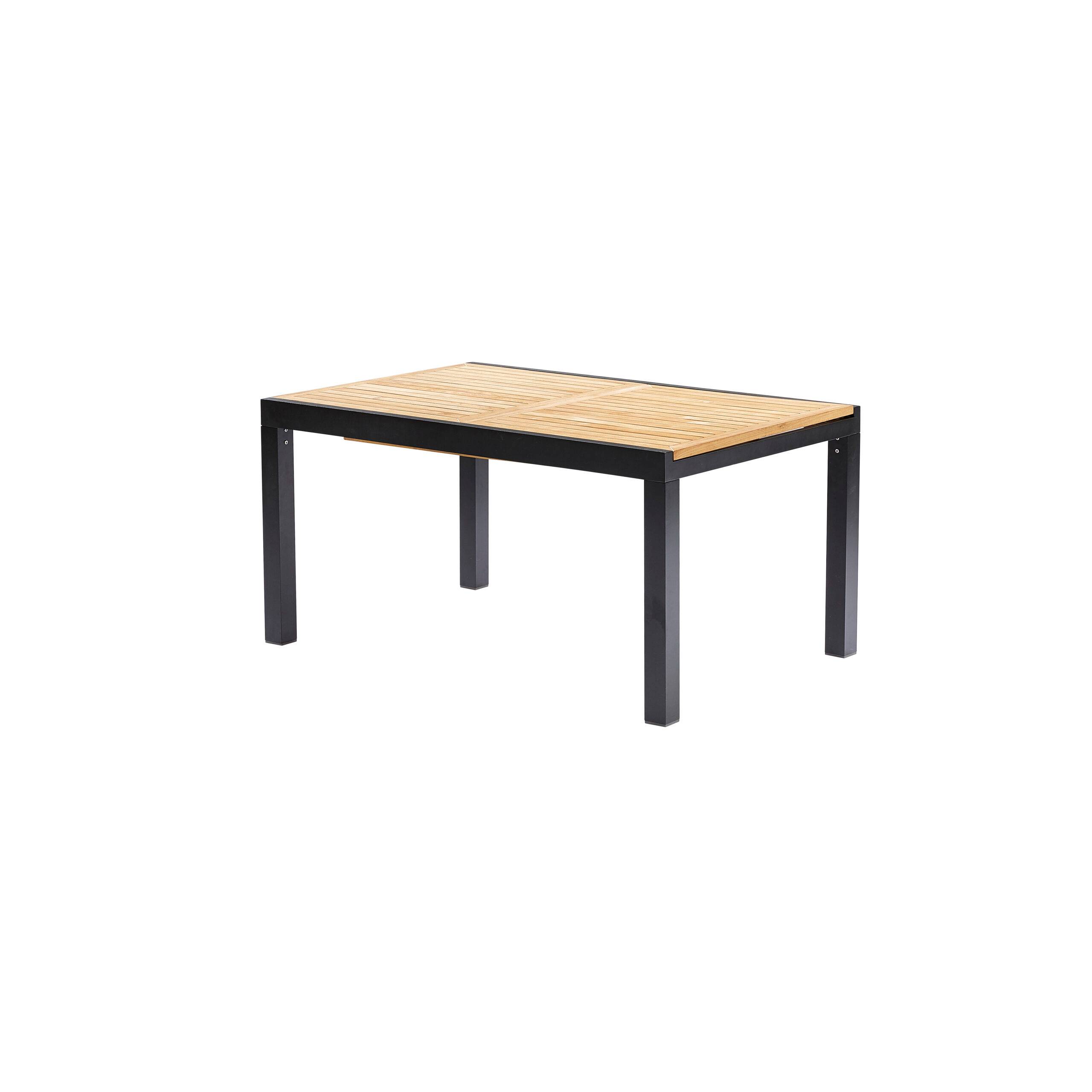 Table BALIteck 6/10 personnes structure aluminium noire, plateau en lame de Teck - Image 1