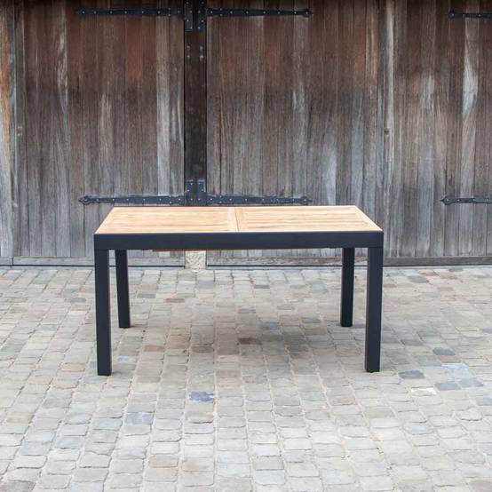 Table BALIteck 6/10 personnes structure aluminium noire, plateau en lame de Teck - Image 2