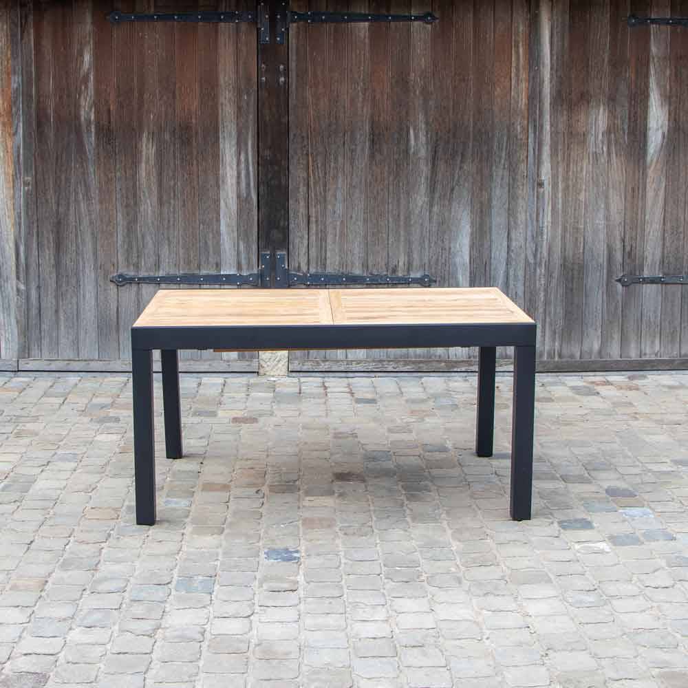 Table BALIteck 6/10 personnes structure aluminium noire, plateau en lame de Teck - Image 2