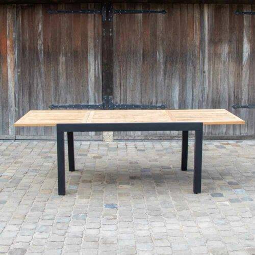 Table BALIteck 6/10 personnes structure aluminium noire, plateau en lame de Teck - Image 4
