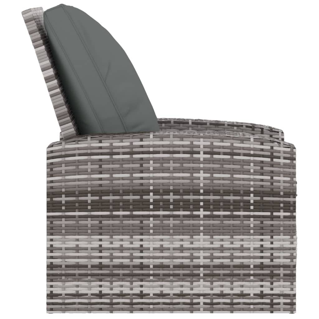 Fauteuil de jardin inclinable - Chaise de jardin - Fauteuil d'extérieur avec coussins gris résine tressée MP371 - Image 4