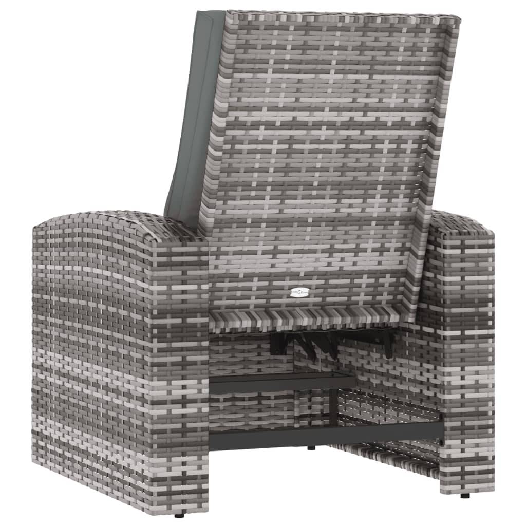 Fauteuil de jardin inclinable - Chaise de jardin - Fauteuil d'extérieur avec coussins gris résine tressée MP371 - Image 5