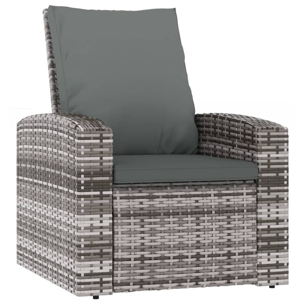 Fauteuil de jardin inclinable - Chaise de jardin - Fauteuil d'extérieur avec coussins gris résine tressée MP371 - Image 1
