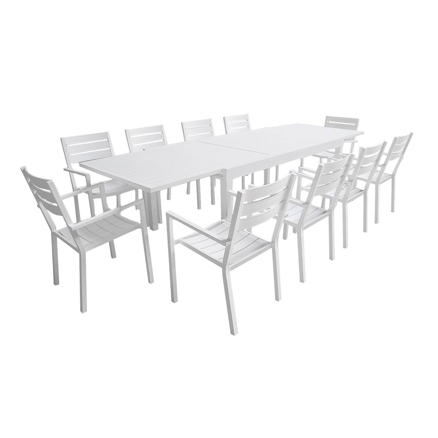Happy Garden - Salon de jardin VENEZIA extensible 180/300 en aluminium 10 places - blanc - HAPPY GARDEN - Imagen 1