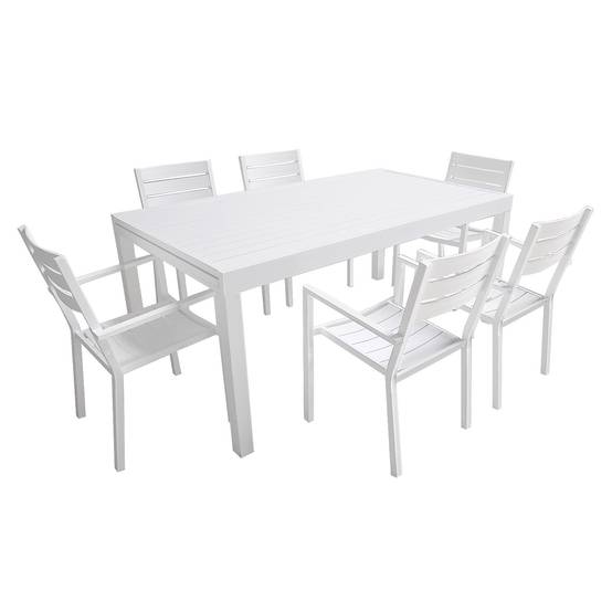 Happy Garden - Salon de jardin VENEZIA extensible 180/300 en aluminium 10 places - blanc - HAPPY GARDEN - Imagen 7