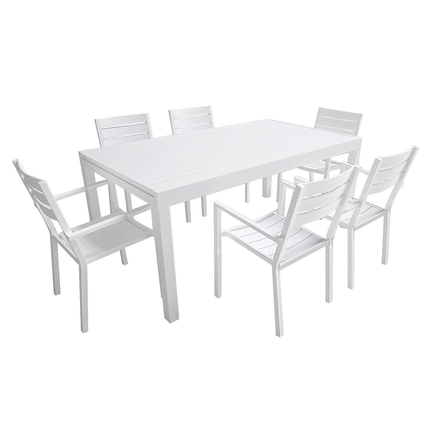 Happy Garden - Salon de jardin VENEZIA extensible 180/300 en aluminium 10 places - blanc - HAPPY GARDEN - Imagen 7