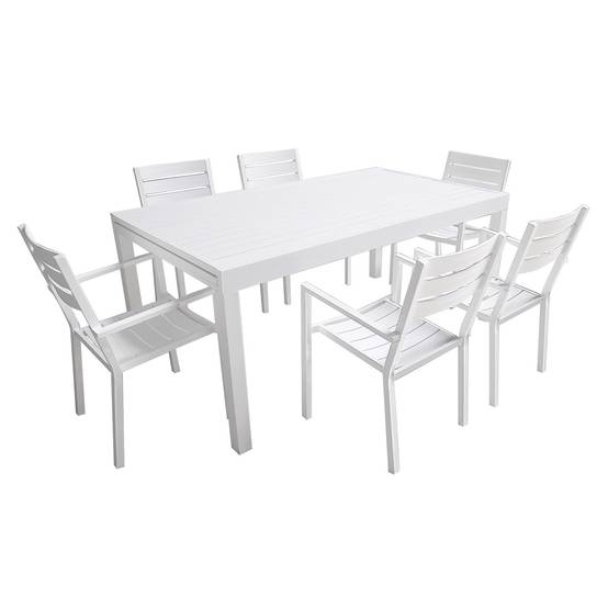 Happy Garden - Salon de jardin VENEZIA extensible 180/300 en aluminium 10 places - blanc - HAPPY GARDEN - Imagen 5