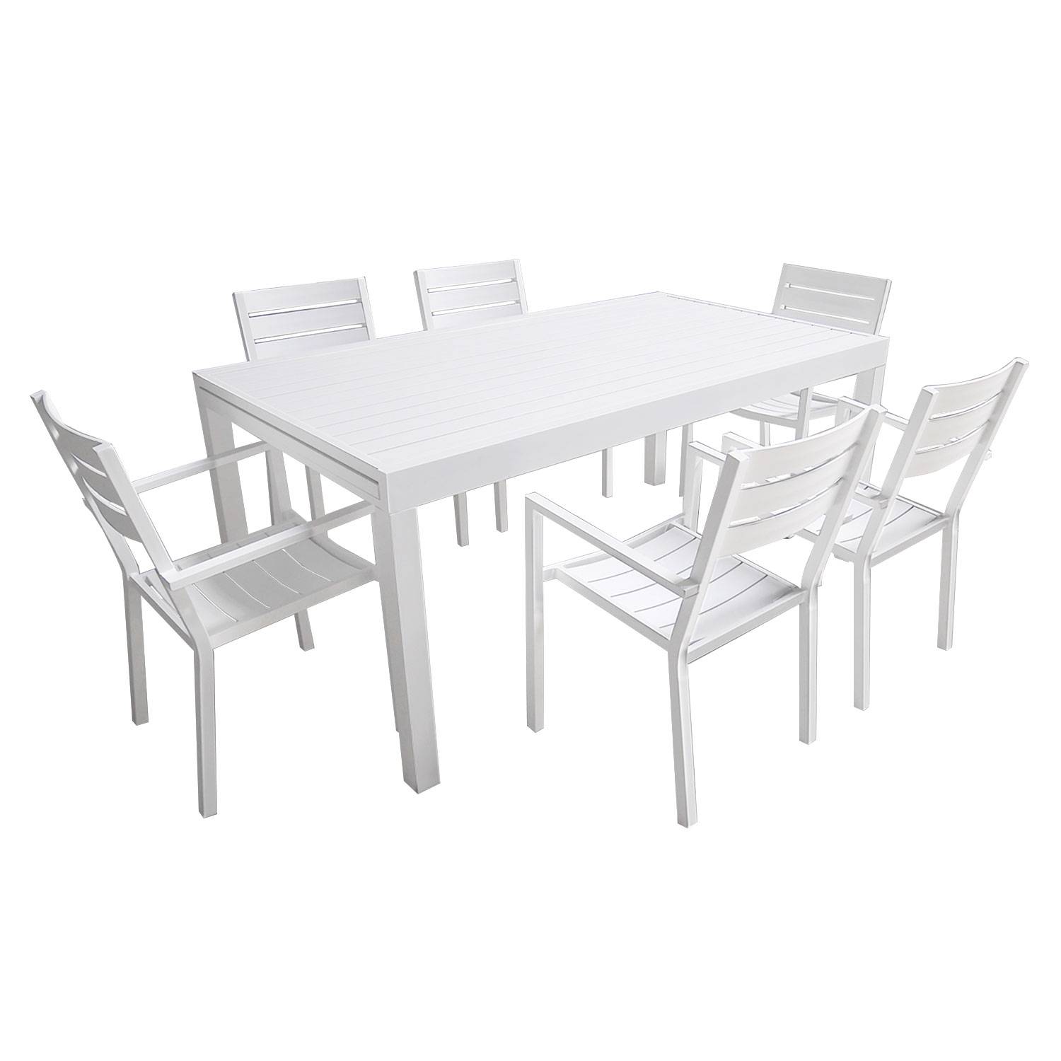 Happy Garden - Salon de jardin VENEZIA extensible 180/300 en aluminium 10 places - blanc - HAPPY GARDEN - Imagen 5
