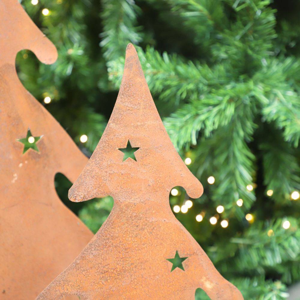 Chemin De Campagne - Sapin de Noël décoratif jardin extérieur métal rouillé marron 31x60cm Chemin de campagne - Imagen 3