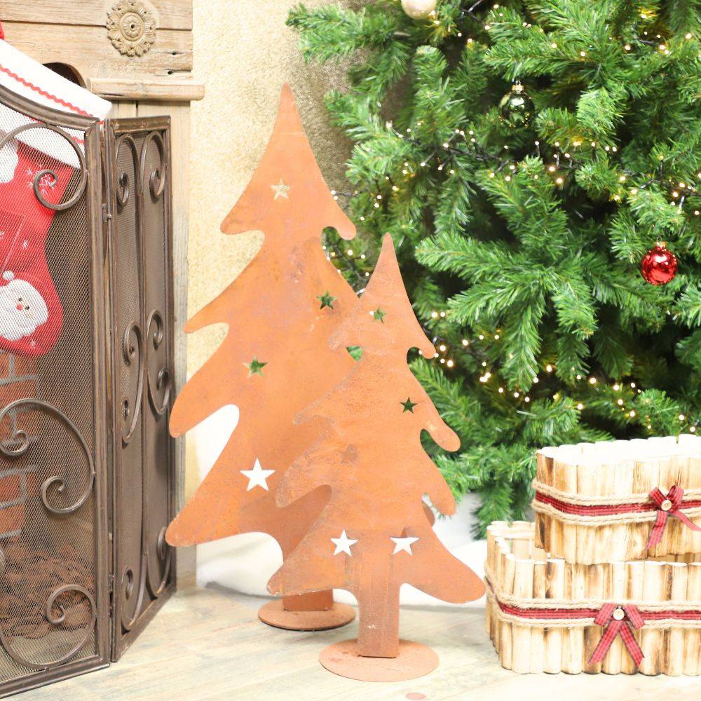 Chemin De Campagne - Sapin de Noël décoratif jardin extérieur métal rouillé marron 31x60cm Chemin de campagne - Imagen 2