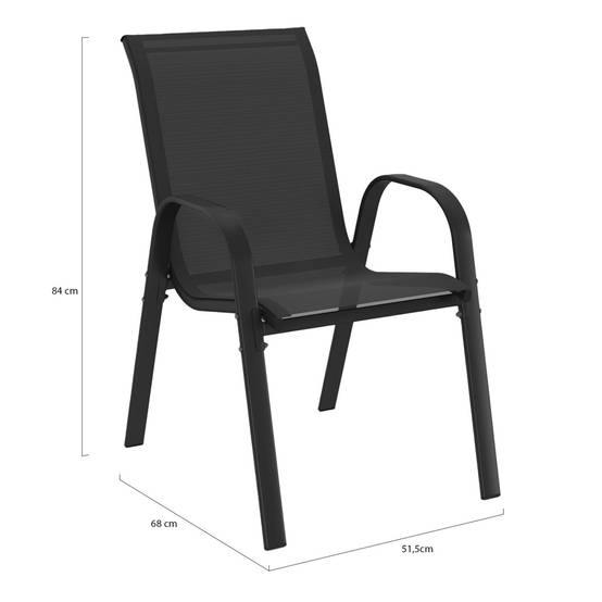 Lot de 6 chaises de jardin LYMA métal et textilène empilables gris, noir et bleu - Image 6