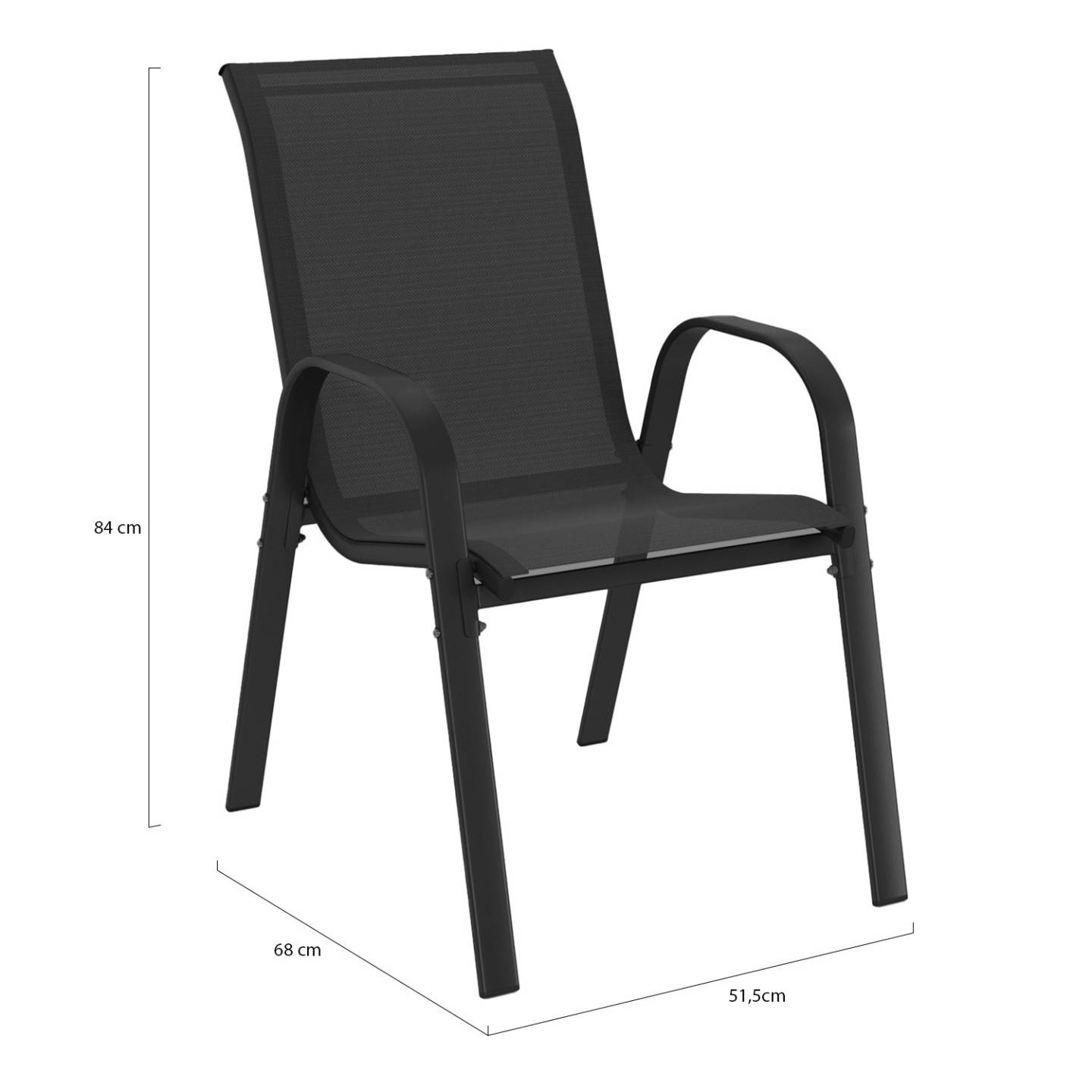 Lot de 6 chaises de jardin LYMA métal et textilène empilables gris, noir et bleu - Image 6