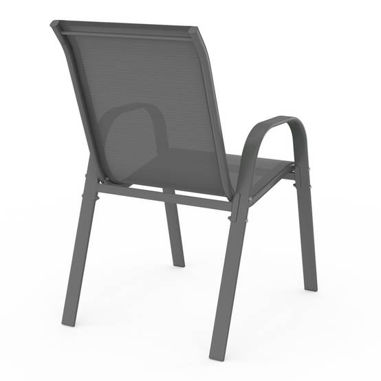 Lot de 6 chaises de jardin LYMA métal et textilène empilables gris, noir et bleu - Image 5