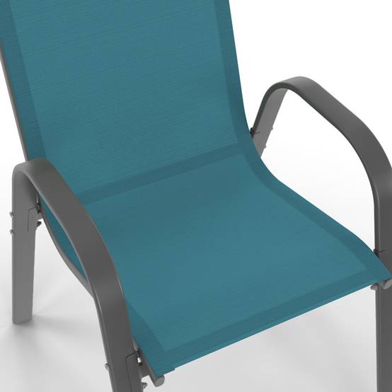 Lot de 6 chaises de jardin LYMA métal et textilène empilables gris, noir et bleu - Image 7