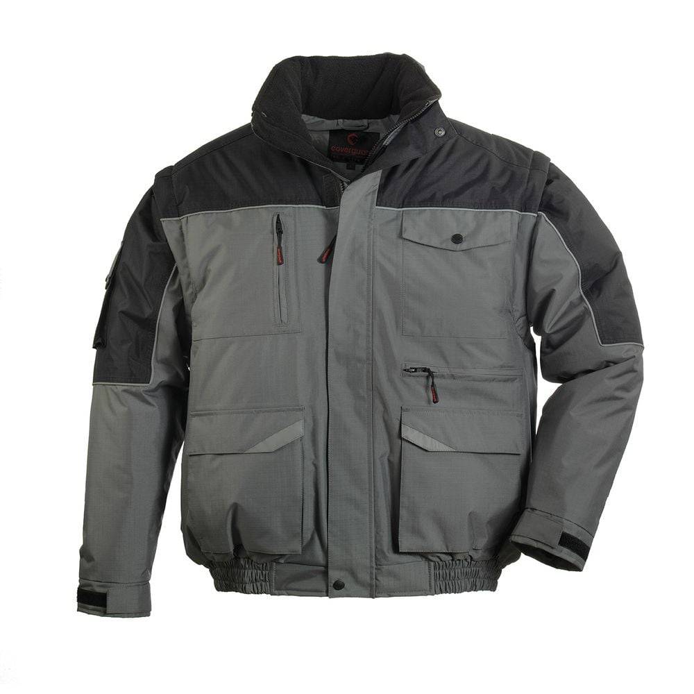 Blouson de travail 2en1 manches amovibles Coverguard Ripstop multipoches Gris / Noir M