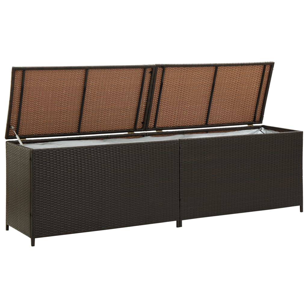 Coffre de rangement - Boîte de rangement extérieure - Coffre de jardin résine tressée 200x50x60 cm marron - Image 3