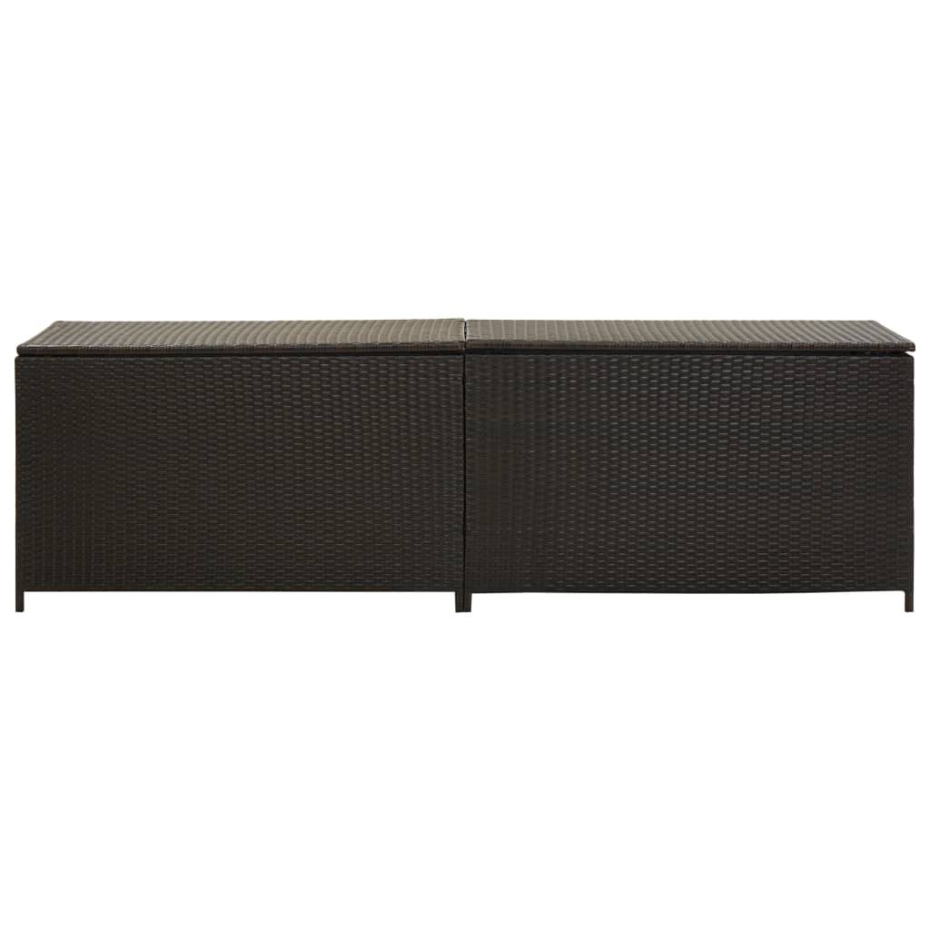 Coffre de rangement - Boîte de rangement extérieure - Coffre de jardin résine tressée 200x50x60 cm marron