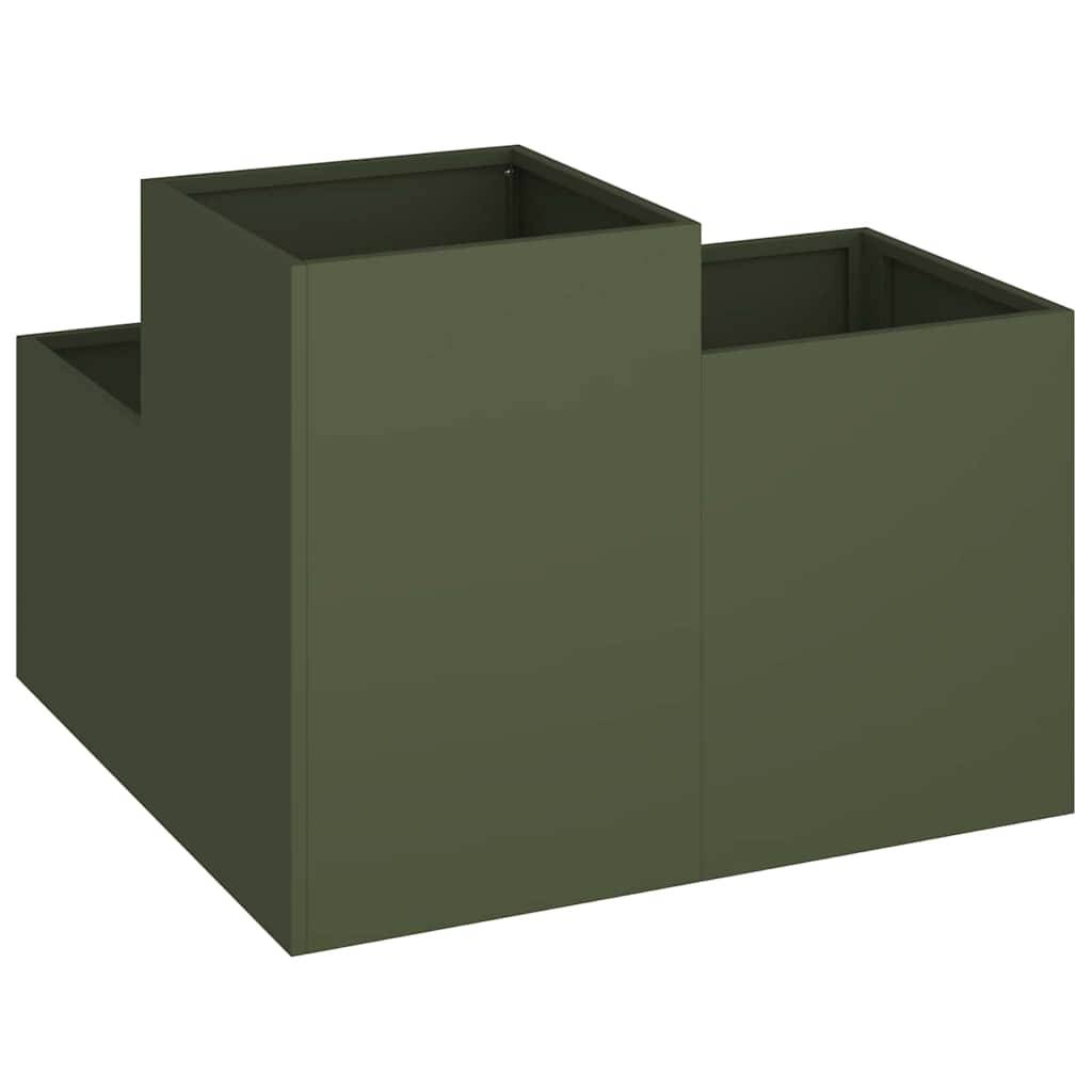 Cache-pot | Bac à fleurs de jardin Vert olive 80 x 80 x 60 cm Acier - Image 5