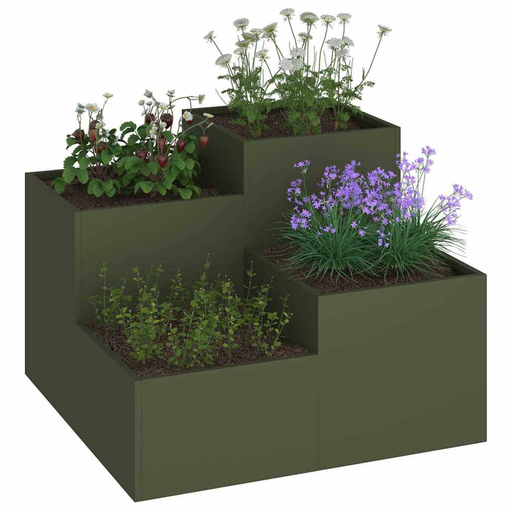 Cache-pot | Bac à fleurs de jardin Vert olive 80 x 80 x 60 cm Acier - Image 3