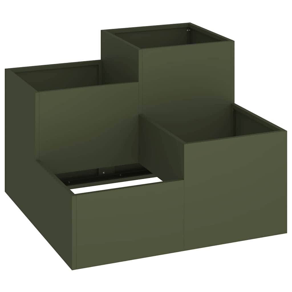 Cache-pot | Bac à fleurs de jardin Vert olive 80 x 80 x 60 cm Acier - Image 1