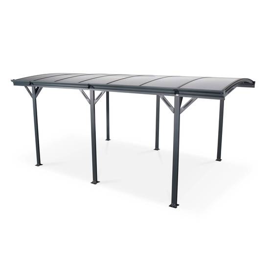 Carport de 15m² en aluminium anthracite et polycarbonate - Le Mans 5x3m - abri de voiture 500 x 300 x 220 cm | sweeek - Image 2
