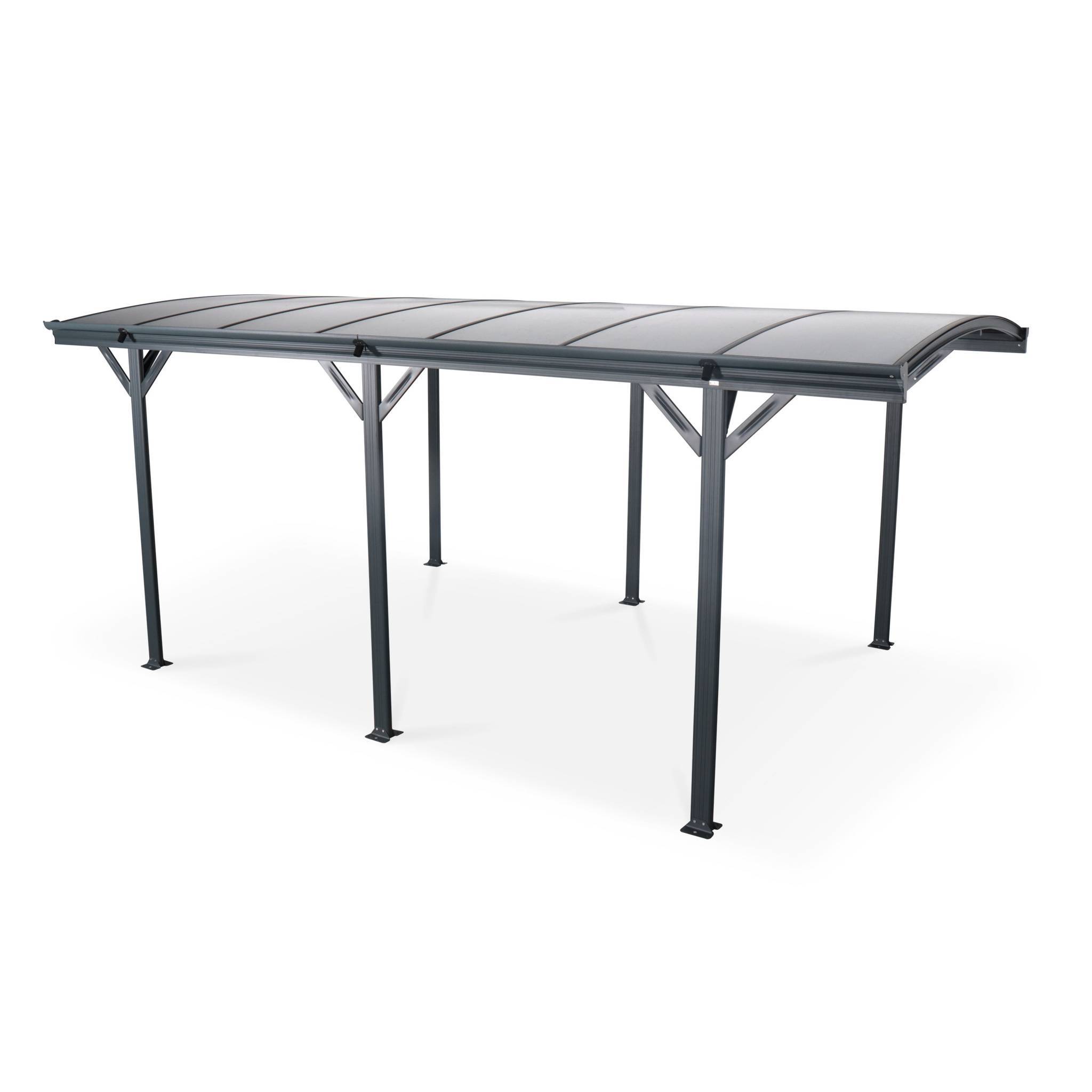 Carport de 15m² en aluminium anthracite et polycarbonate - Le Mans 5x3m - abri de voiture 500 x 300 x 220 cm | sweeek - Image 2