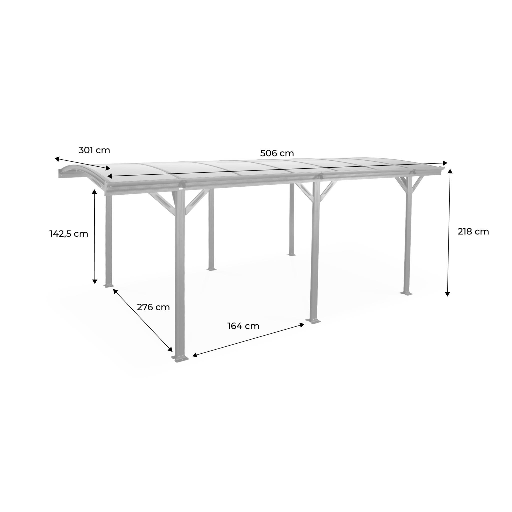 Carport de 15m² en aluminium anthracite et polycarbonate - Le Mans 5x3m - abri de voiture 500 x 300 x 220 cm | sweeek - Image 4