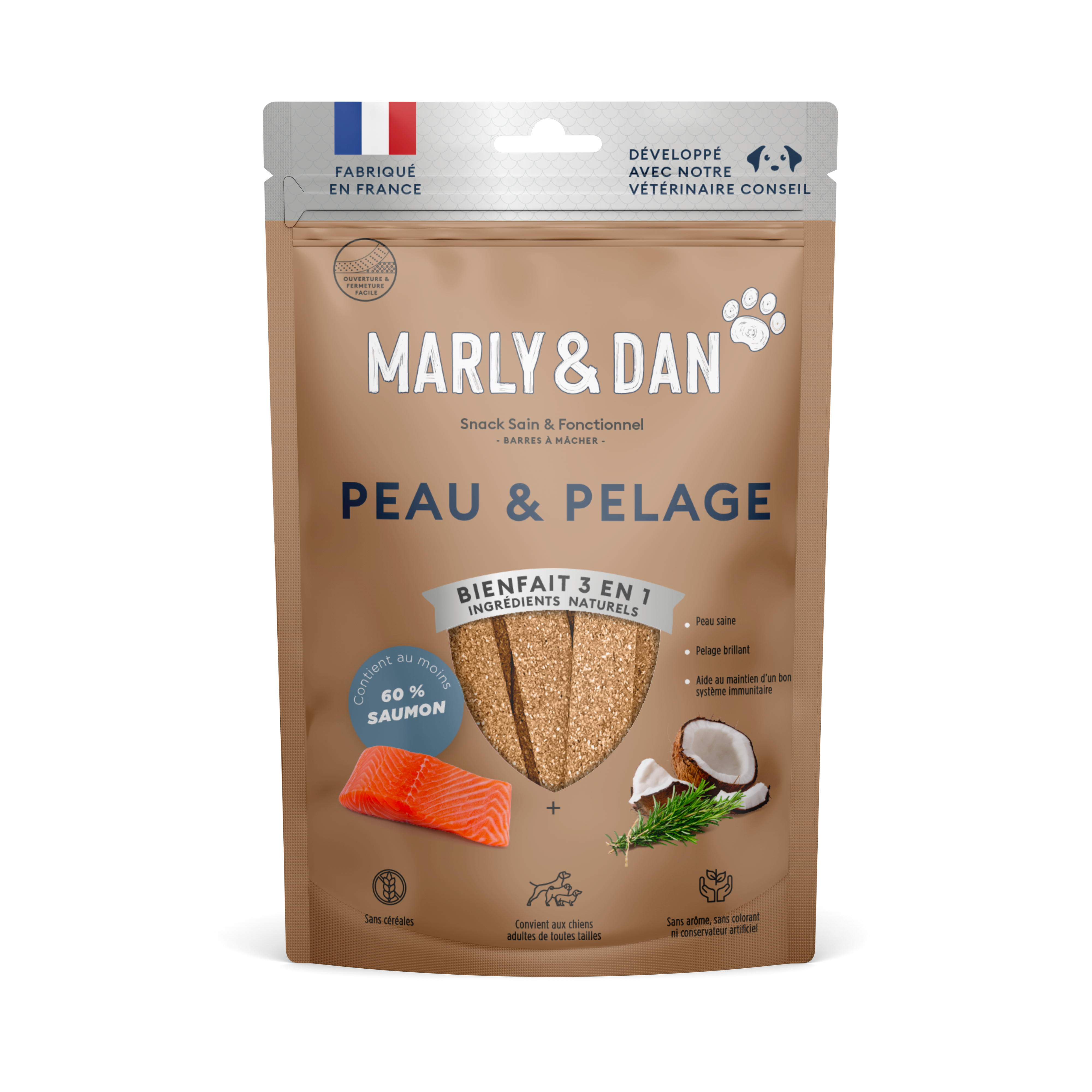 Marly & Dan - Barres à mâcher Sans Céréales "Peau & Pelage" pour Chien - Imagen 1