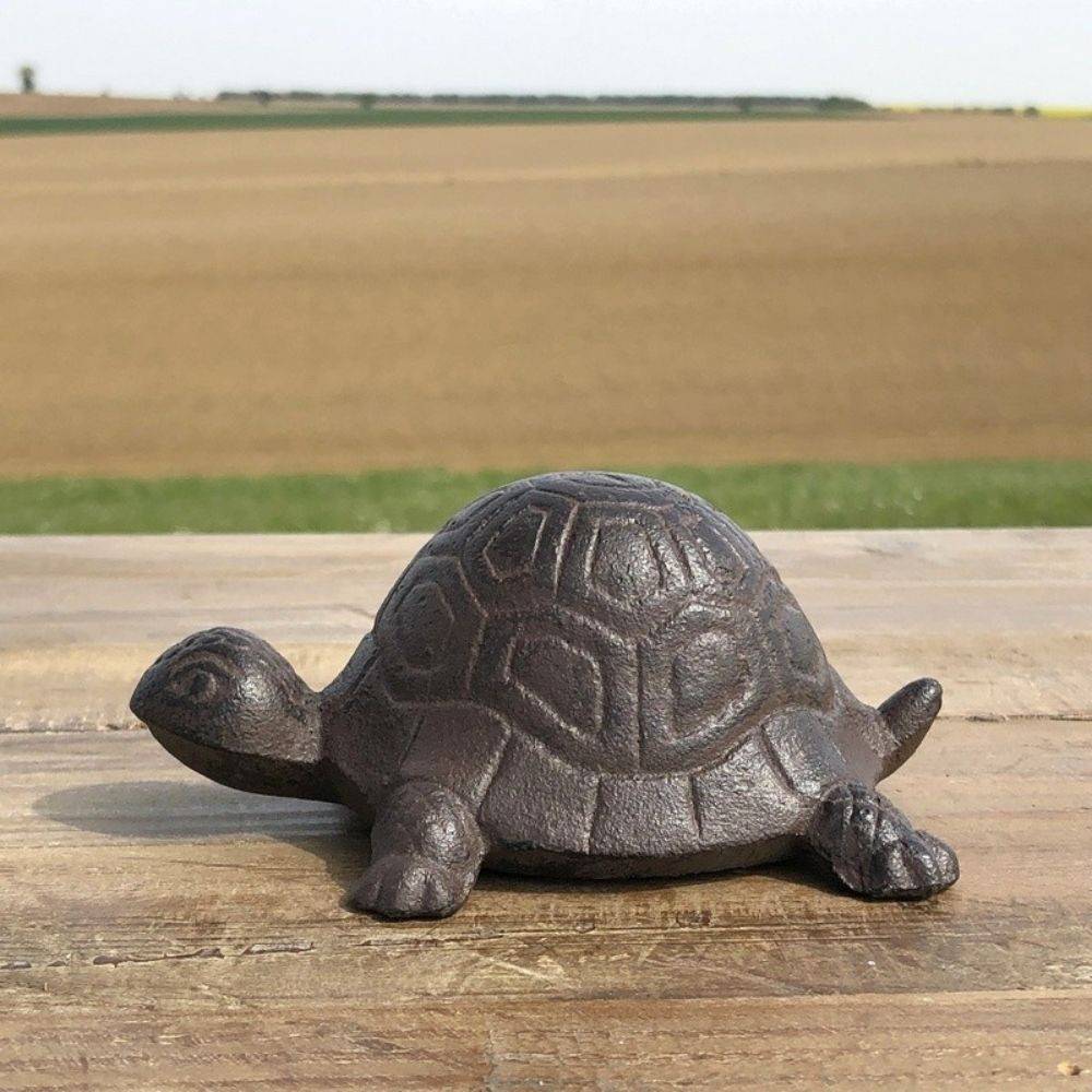 Tortue cache-clé en fonte marron 11.5 x 7 x 5 cm Chemin de campagne - Imagen 2