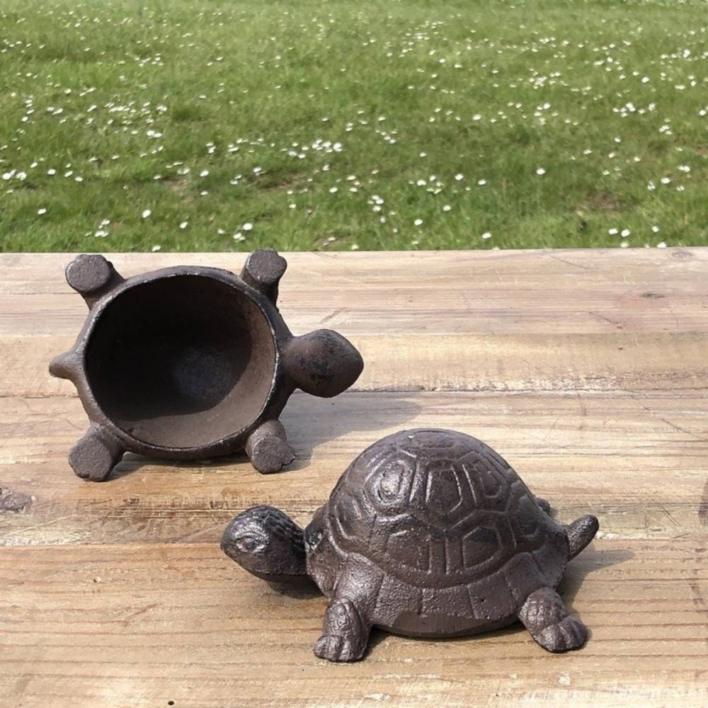 Tortue cache-clé en fonte marron 11.5 x 7 x 5 cm Chemin de campagne - Imagen 4