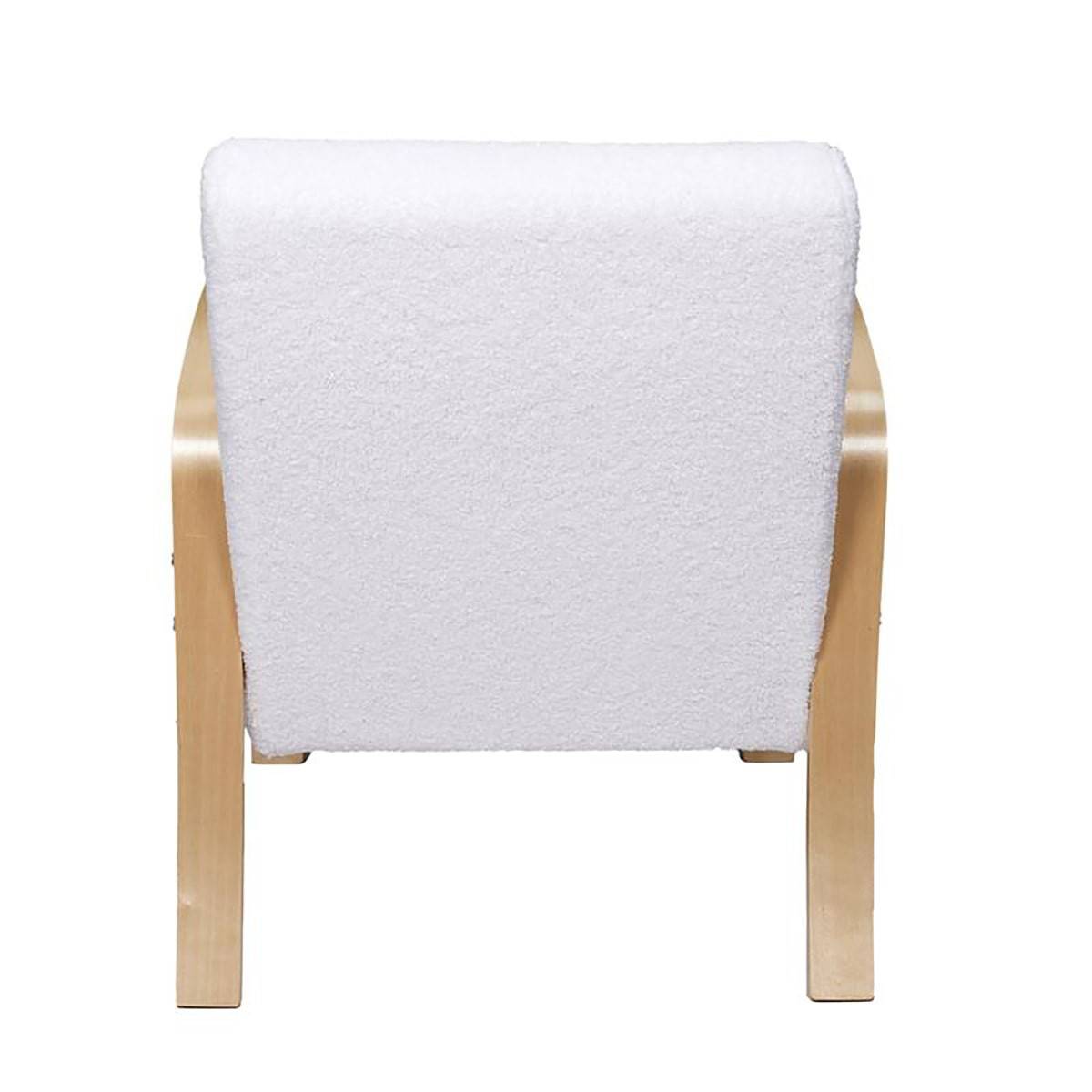 ALTOBUY - Fauteuil en Tissu Bouclettes Blanc Accoudoirs Bois - KAUPA - Image 6