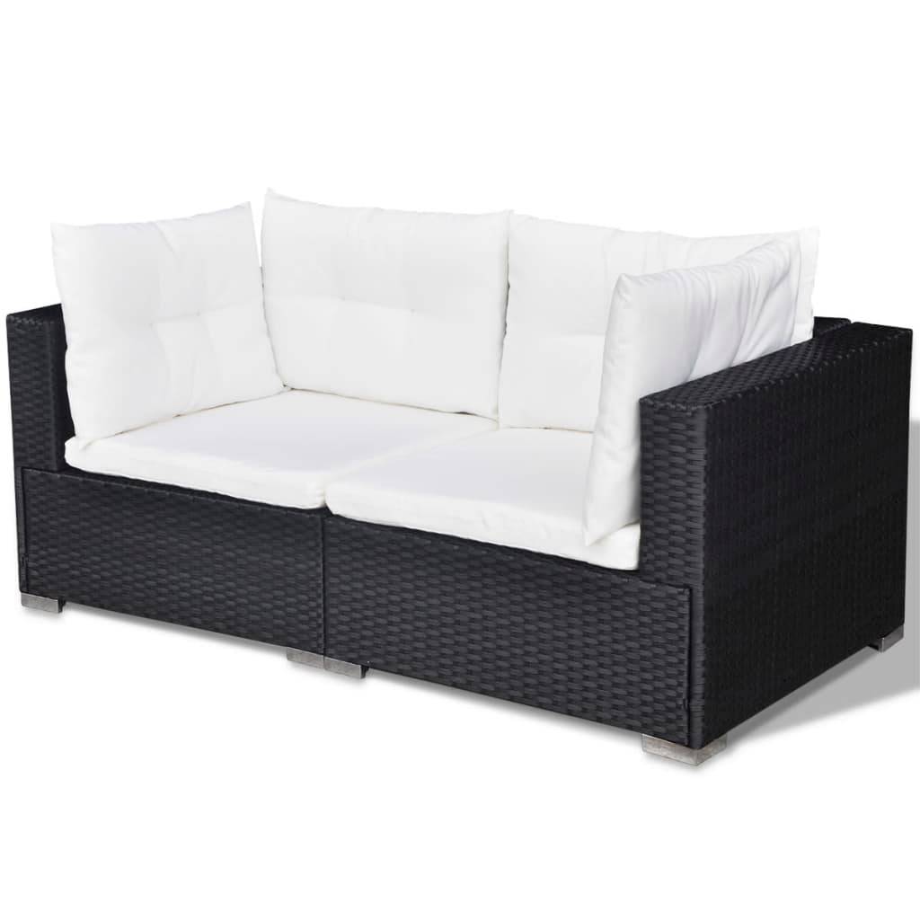 Helloshop26 - Salon de jardin meuble d'extérieur ensemble de mobilier 5 pièces avec coussins résine tressée noir - Imagen 6