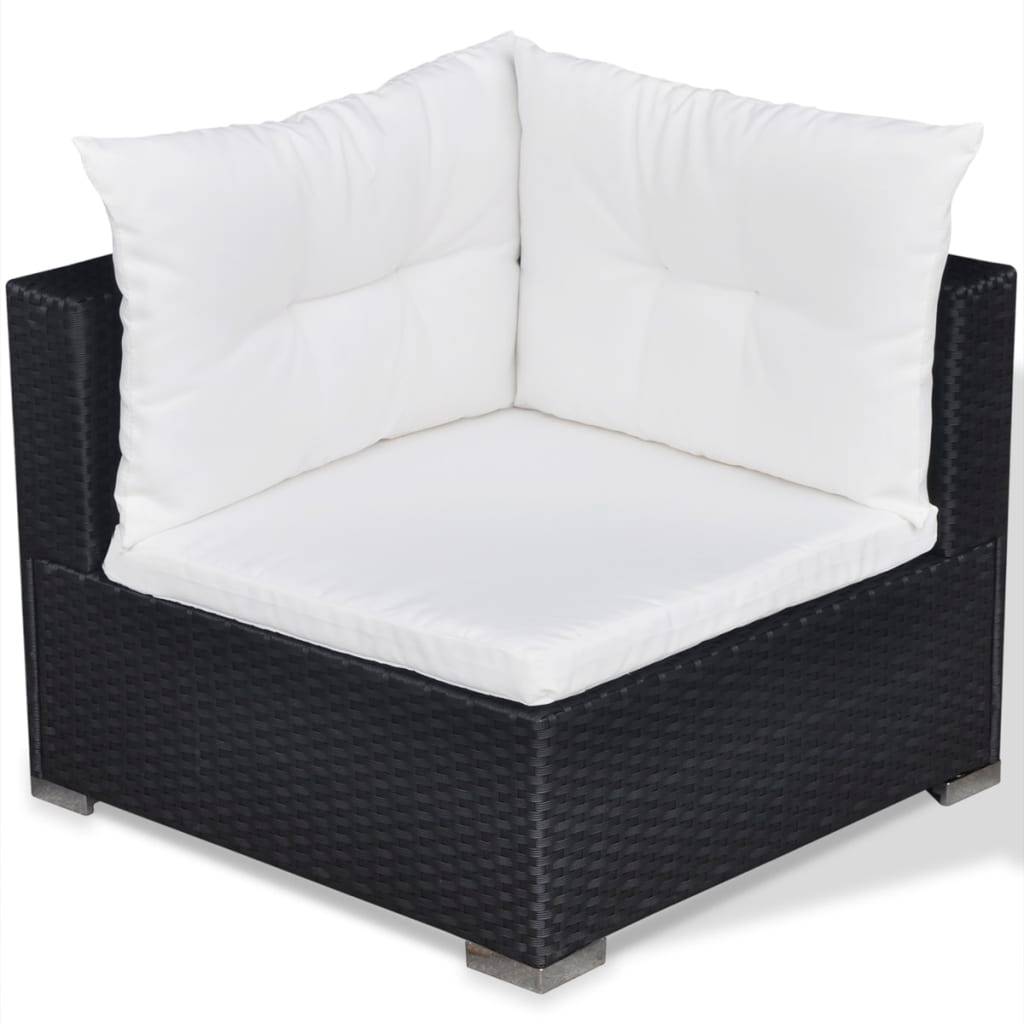 Helloshop26 - Salon de jardin meuble d'extérieur ensemble de mobilier 5 pièces avec coussins résine tressée noir - Imagen 7