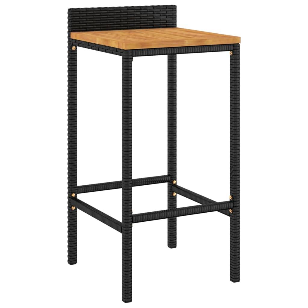 Helloshop26 - Ensemble de bar de jardin meuble extérieur terrasse 5 pièces noir poly rotin/bois massif acacia - Imagen 2