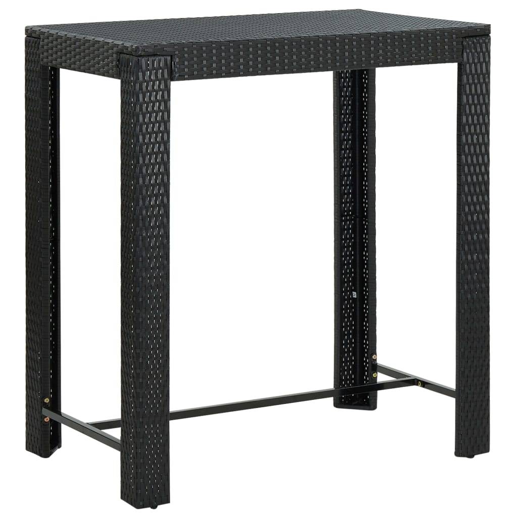 Helloshop26 - Ensemble de bar de jardin meuble extérieur terrasse 5 pièces noir poly rotin/bois massif acacia - Imagen 3