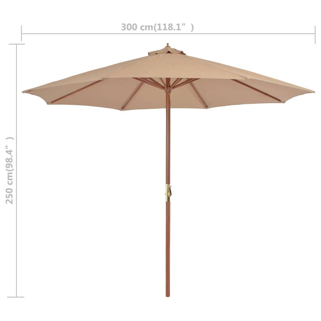 Maison Chic - Parasol - Parasol de jardin - parasol d'extérieur avec mât en bois 300 cm taupe - MEUBLE PRO - Image 7