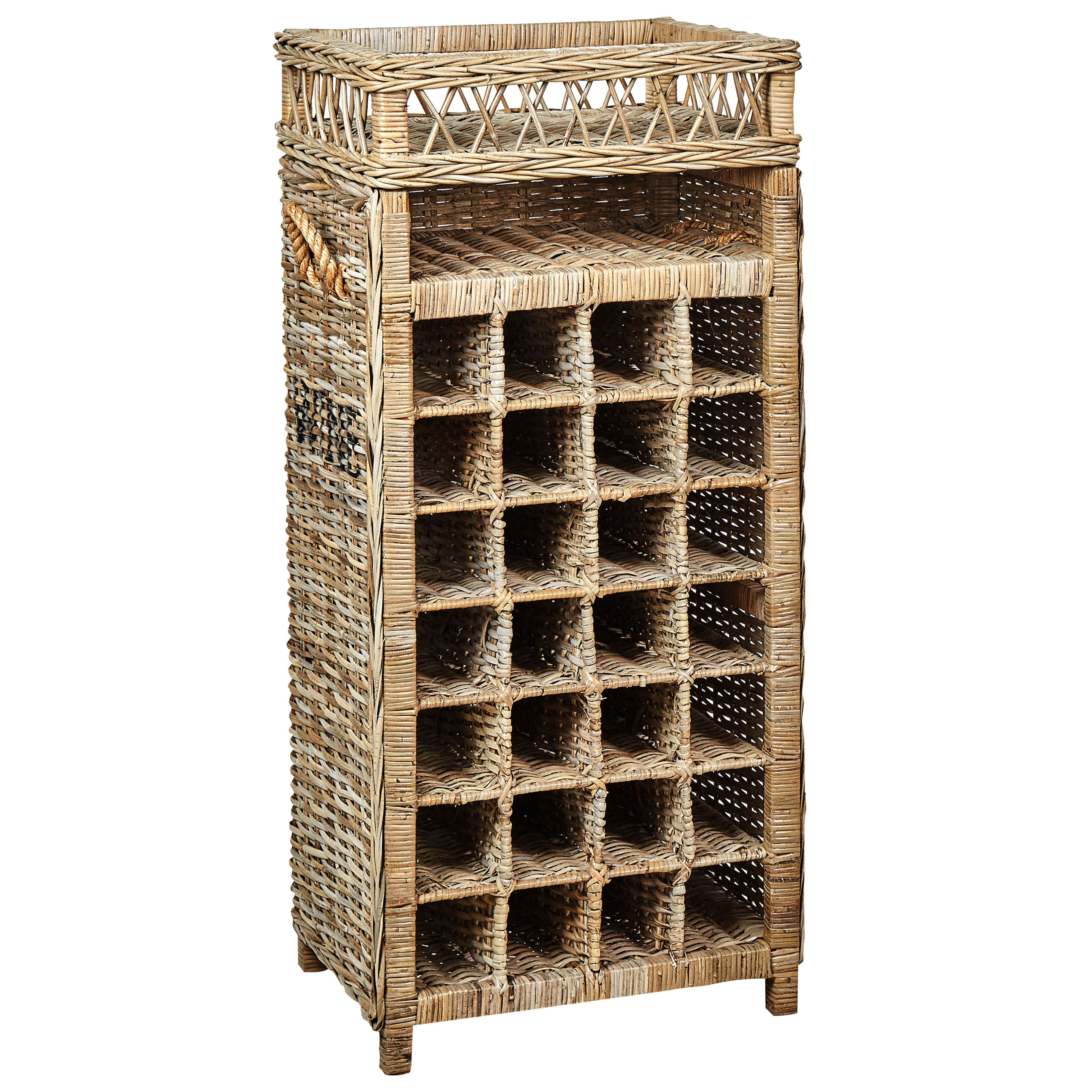Beliani - Porte-Bouteilles Casier à 28 Rangements en Rotin Clair 112 cm avec Etagère et Rangement Supérieur Décoratif et Fonctionnel Matière Robuste - Imagen 1