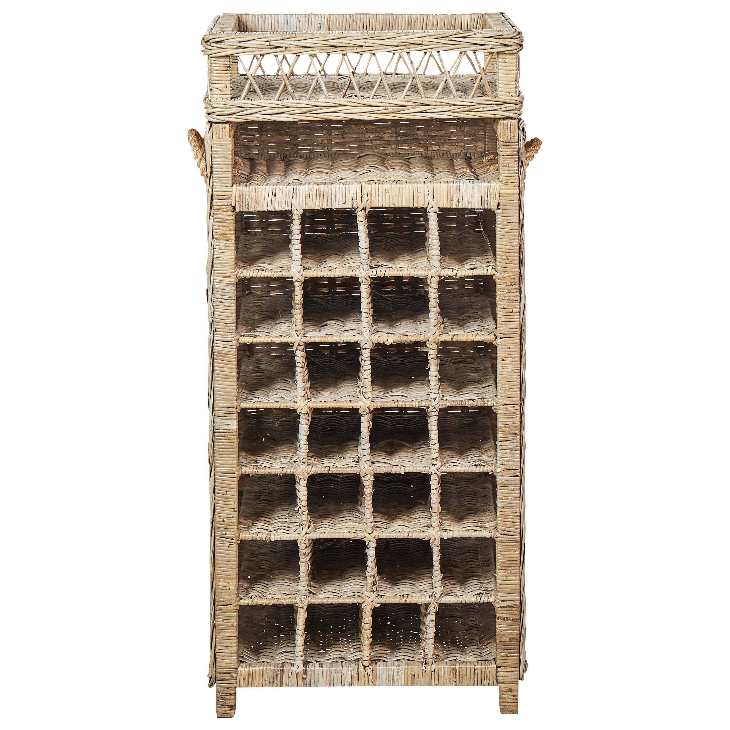 Beliani - Porte-Bouteilles Casier à 28 Rangements en Rotin Clair 112 cm avec Etagère et Rangement Supérieur Décoratif et Fonctionnel Matière Robuste - Imagen 4